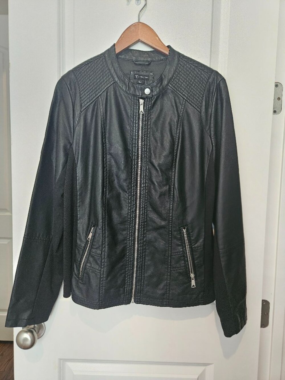 New Directions faux black leather jacket, L